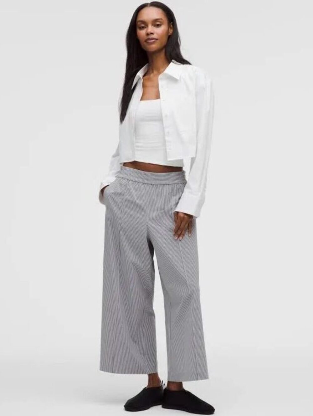Lululemon Breezily Wide Leg Pants XS Hype Stripe Raceway Grey White